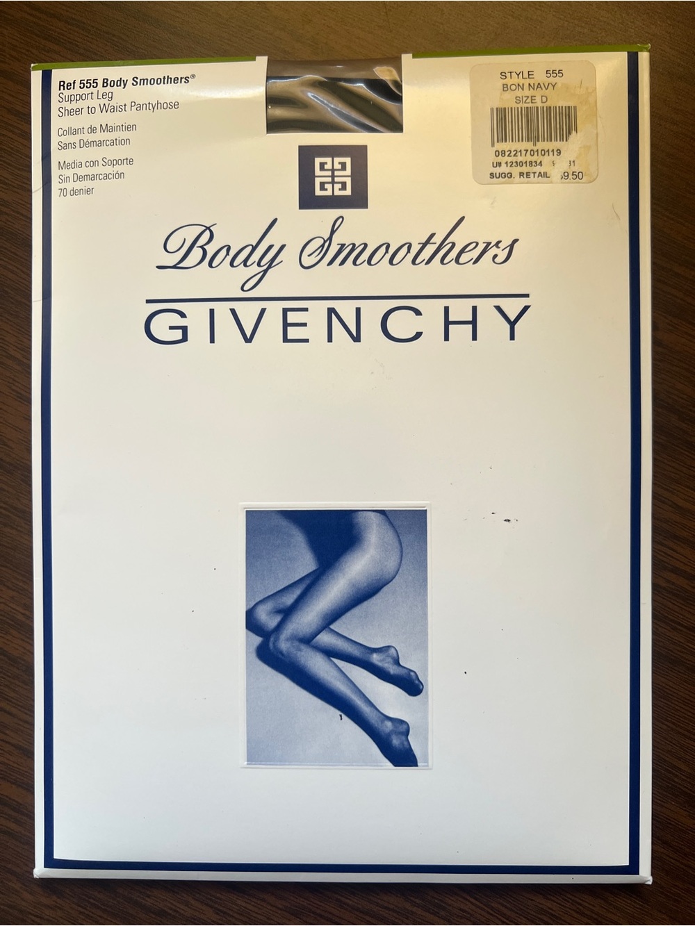 NIB Vintage Givenchy ‘Body Smoothers’ Pantyhose in Bon Navy - Size D